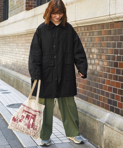 MONO-MART LADY'S（モノマートレディース）の「ミリタリーツイル 裏キルティング マルチウェイ襟ボア付きミドルモッズコート（モッズコート・レディース・アイボリー/カーキ/ブラック・FREE）」の15枚目の写真