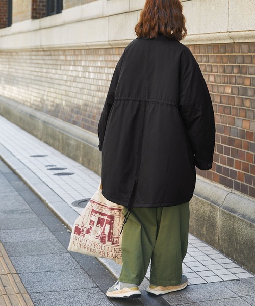 MONO-MART LADY'S（モノマートレディース）の「ミリタリーツイル 裏キルティング マルチウェイ襟ボア付きミドルモッズコート（モッズコート・レディース・アイボリー/カーキ/ブラック・FREE）」の17枚目の写真