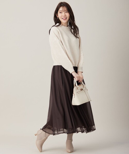 ANY SIS(エニィスィス)の「【洗える】袖ケーブルショート ニット(ニット/セーター・レディース・ピンク系/ライトグレー系/アイボリー系/スカイブルー系・0)」の7枚目の写真