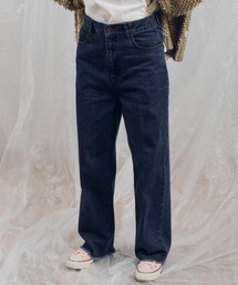 裾フリンジデニムパンツ