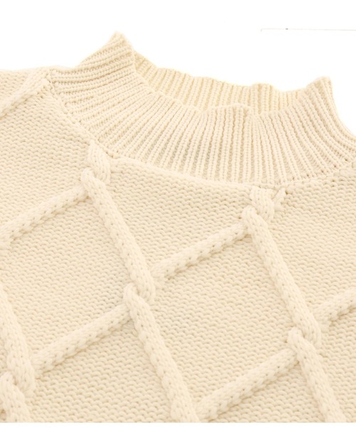 LATINA（ラティーナ）の「ボリュームクロス編みニットトップス（ニット/セーター・レディース・アイボリー/ブラック・FREE）」の6枚目の写真