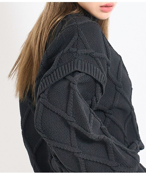 LATINA（ラティーナ）の「ボリュームクロス編みニットトップス（ニット/セーター・レディース・アイボリー/ブラック・FREE）」の10枚目の写真