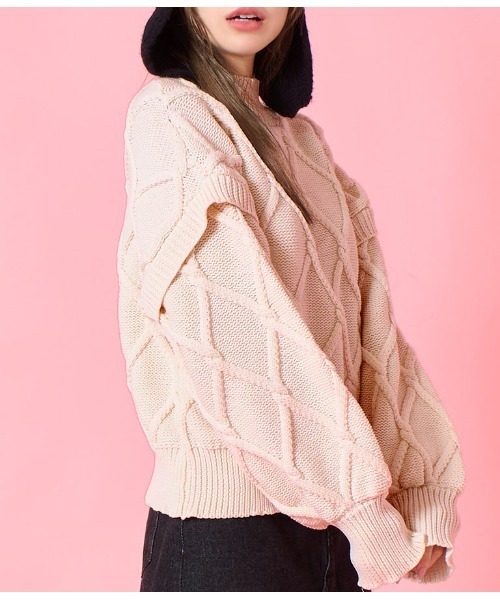 LATINA（ラティーナ）の「ボリュームクロス編みニットトップス（ニット/セーター・レディース・アイボリー/ブラック・FREE）」の15枚目の写真