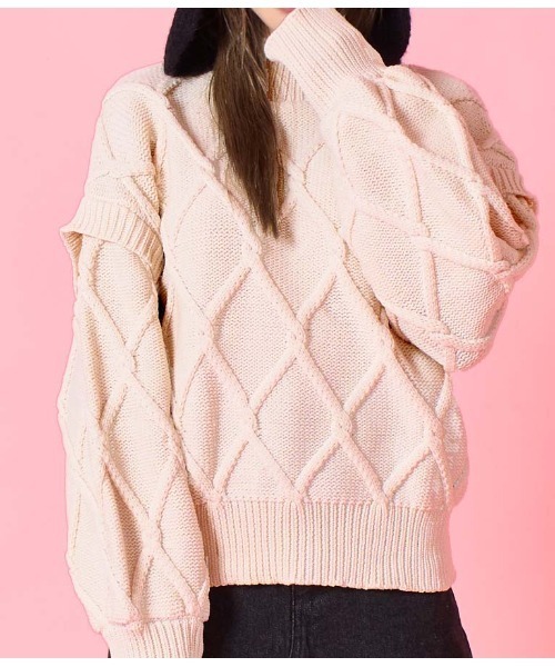 LATINA（ラティーナ）の「ボリュームクロス編みニットトップス（ニット/セーター・レディース・アイボリー/ブラック・FREE）」の16枚目の写真