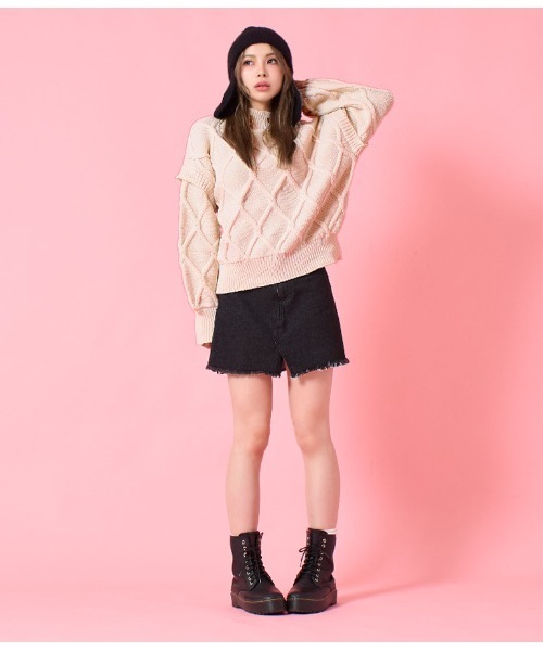 LATINA（ラティーナ）の「ボリュームクロス編みニットトップス（ニット/セーター・レディース・アイボリー/ブラック・FREE）」の17枚目の写真