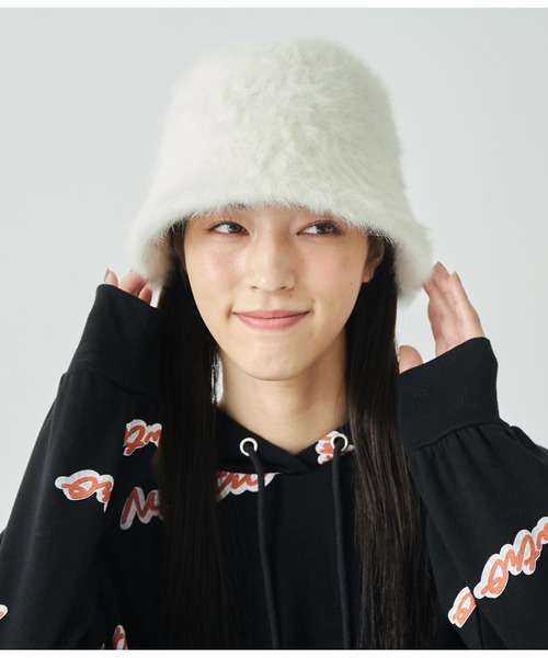 ANAP（アナップ）の「フェイクファー　チューリップ　ハット（ハット・レディース・ブラック/ホワイト/サックスブルー/グレー・FREE）」の11枚目の写真