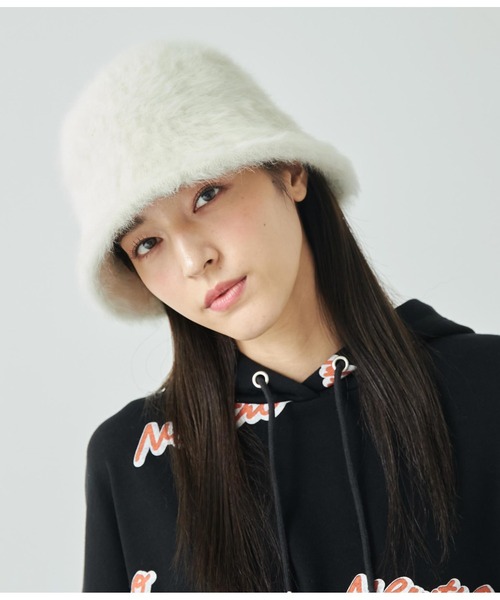 ANAP（アナップ）の「フェイクファー　チューリップ　ハット（ハット・レディース・ブラック/ホワイト/サックスブルー/グレー・FREE）」の12枚目の写真