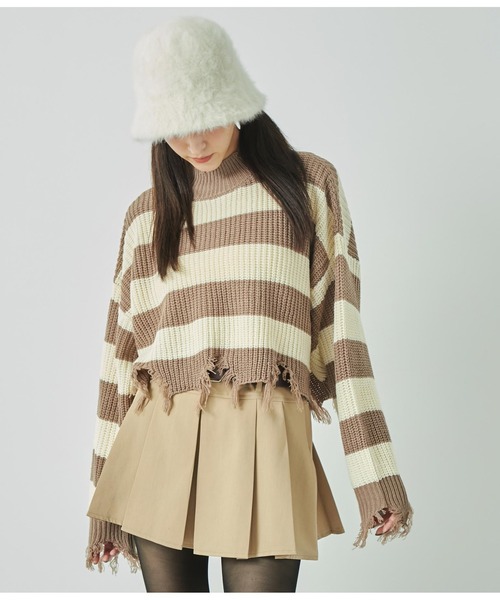 ANAP（アナップ）の「フェイクファー　チューリップ　ハット（ハット・レディース・ブラック/ホワイト/サックスブルー/グレー・FREE）」の5枚目の写真