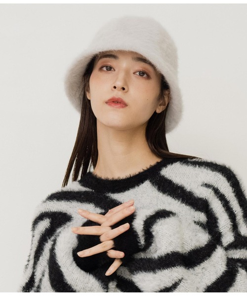 ANAP（アナップ）の「フェイクファー　チューリップ　ハット（ハット・レディース・ブラック/ホワイト/サックスブルー/グレー・FREE）」の21枚目の写真