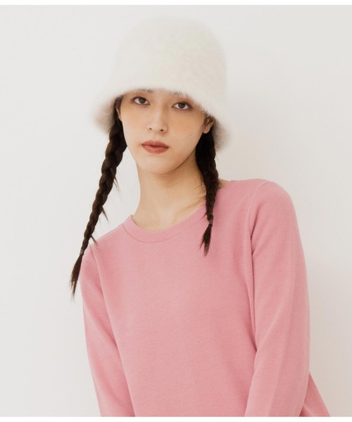 ANAP（アナップ）の「フェイクファー　チューリップ　ハット（ハット・レディース・ブラック/ホワイト/サックスブルー/グレー・FREE）」の10枚目の写真