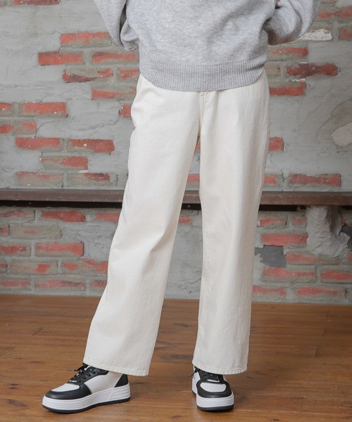 【関税込み】AMOMENTO ブラウン ストレートパンツ ストレートデニムパンツ（股下68cm）（デニムパンツ