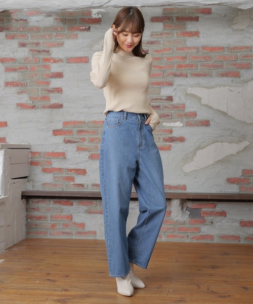 【関税込み】AMOMENTO ブラウン ストレートパンツ bottoms-02251 インタック ワイドパンツ ブラウン グレー | L