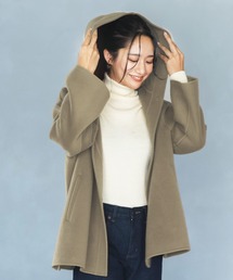 ★JIGOTT★ウールカシミアフレアコートベージュ ツイルストレッチ ステンカラーコート ベージュ | P.S.FA公式通販