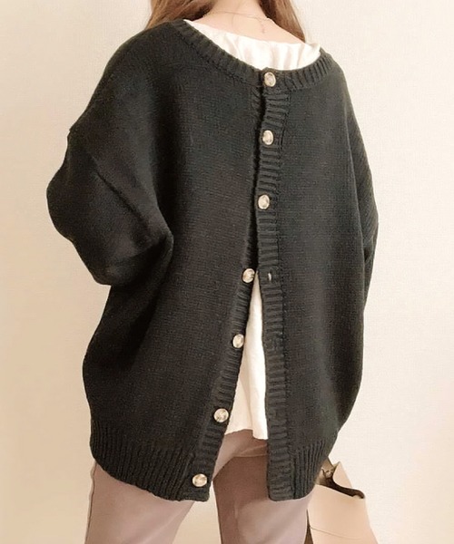 aquagarage（アクアガレージ）の「前後2wayプルオーバー（ニット/セーター・レディース・アイボリー/ベージュ/ブラック・ONESIZE）」の3枚目の写真