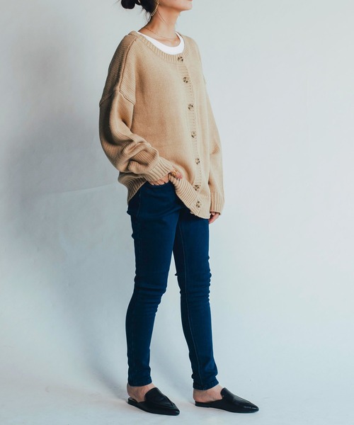 aquagarage（アクアガレージ）の「前後2wayプルオーバー（ニット/セーター・レディース・アイボリー/ベージュ/ブラック・ONESIZE）」の4枚目の写真