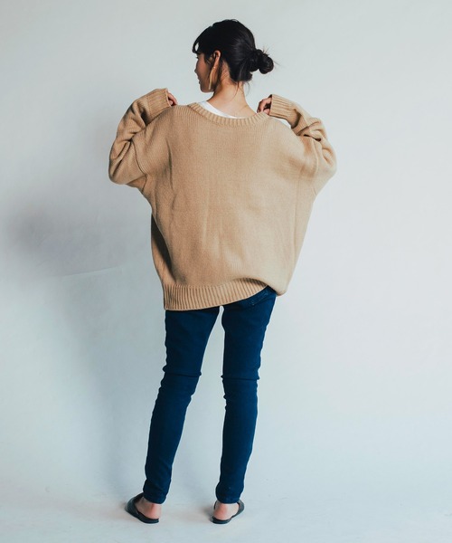 aquagarage（アクアガレージ）の「前後2wayプルオーバー（ニット/セーター・レディース・アイボリー/ベージュ/ブラック・ONESIZE）」の5枚目の写真