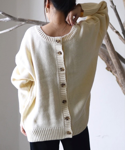 aquagarage（アクアガレージ）の「前後2wayプルオーバー（ニット/セーター・レディース・アイボリー/ベージュ/ブラック・ONESIZE）」の8枚目の写真