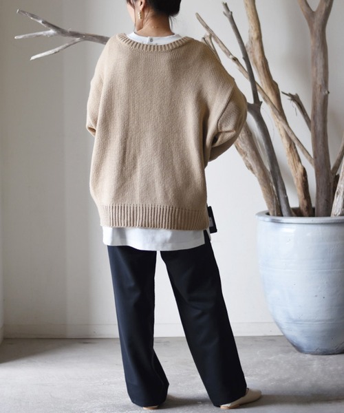 aquagarage（アクアガレージ）の「前後2wayプルオーバー（ニット/セーター・レディース・アイボリー/ベージュ/ブラック・ONESIZE）」の11枚目の写真