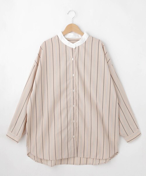&Bridge(アンドブリッジ)の「artemarvel バンドカラーストライプシャツ(シャツ/ブラウス・レディース・ブルー系/ブラウン系1/オレンジ系その他2/ベージュ系・03/02)」の3枚目の写真