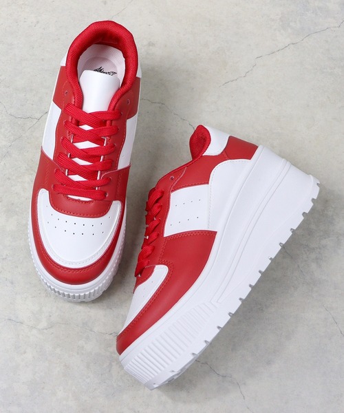 セール】軽量厚底 ボリュームソールコートスニーカー（スニーカー