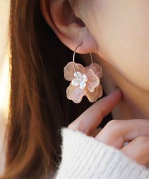 jolie minette/フラワー シルバー フープピアス