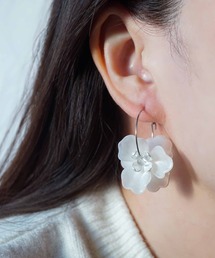 jolie minette/フラワー シルバー フープピアス