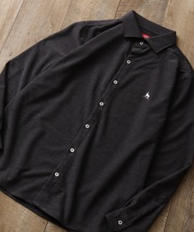 【Healthknit/ヘルスニット】 T/Rストレッチデニムライクニットホリゾンタルカラーシャツ