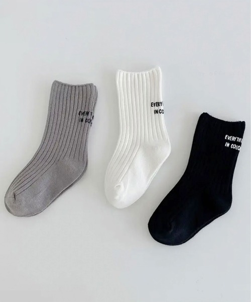 Bambin(ボンバン)の「【 Bambin / ボンバン 】 バックロゴ リブ カラー ソックス 《 3足セット 》(ソックス/靴下・キッズ・B/A/C・L/XL/M)」の1枚目の写真