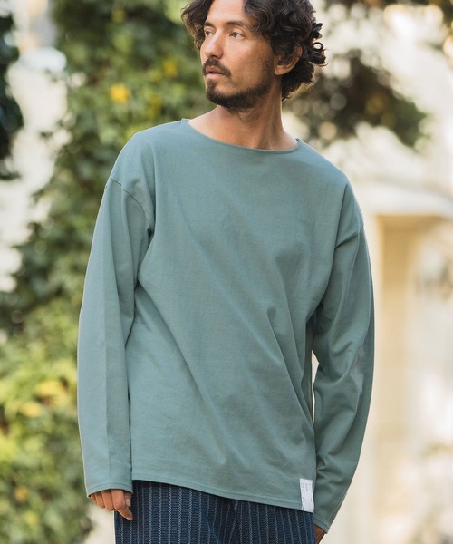 CAMBIO(カンビオ)の「mlt4582-Boat Neck Long Sleeve Cut sew ボートネック カットソー(Tシャツ/カットソー・メンズ・ブルー/マスタード/ホワイト/スモークグレー・M/L)」の4枚目の写真