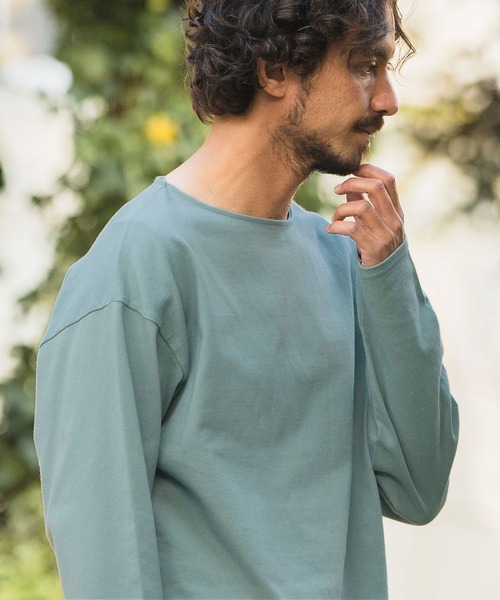 CAMBIO(カンビオ)の「mlt4582-Boat Neck Long Sleeve Cut sew ボートネック カットソー(Tシャツ/カットソー・メンズ・ブルー/マスタード/ホワイト/スモークグレー・M/L)」の9枚目の写真