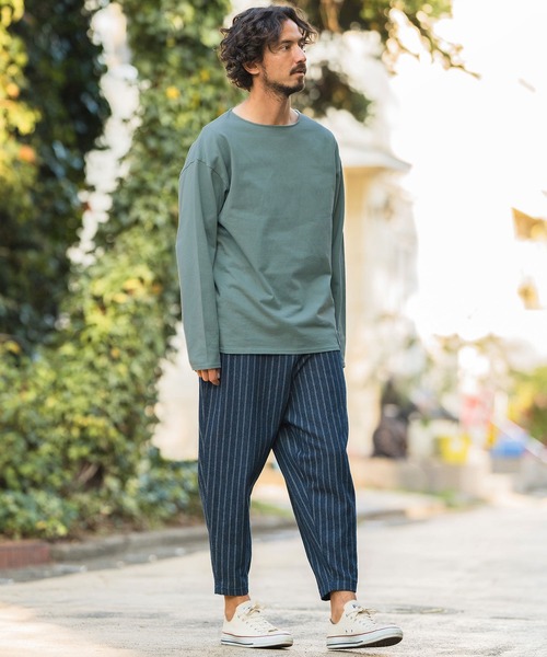 CAMBIO(カンビオ)の「mlt4582-Boat Neck Long Sleeve Cut sew ボートネック カットソー(Tシャツ/カットソー・メンズ・ブルー/マスタード/ホワイト/スモークグレー・M/L)」の11枚目の写真