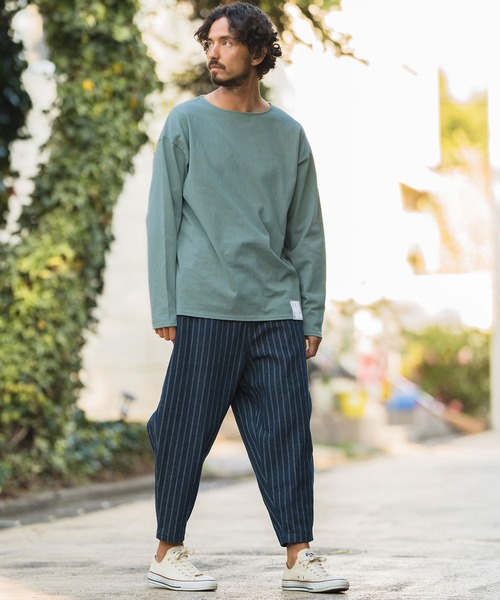 CAMBIO(カンビオ)の「mlt4582-Boat Neck Long Sleeve Cut sew ボートネック カットソー(Tシャツ/カットソー・メンズ・ブルー/マスタード/ホワイト/スモークグレー・M/L)」の12枚目の写真