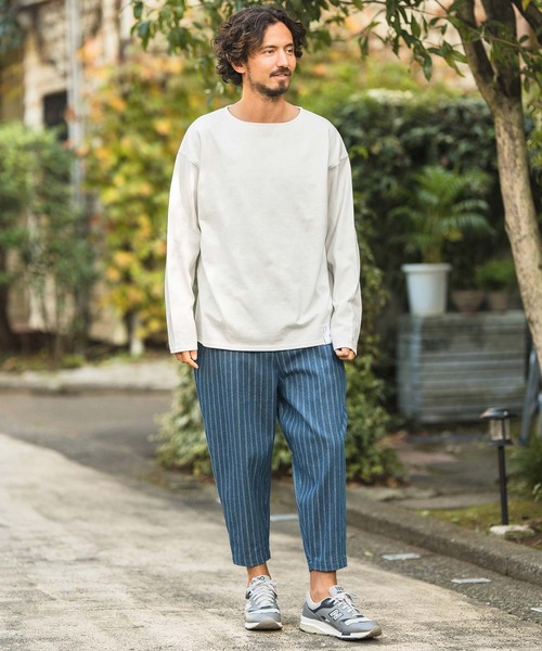 CAMBIO(カンビオ)の「mlt4582-Boat Neck Long Sleeve Cut sew ボートネック カットソー(Tシャツ/カットソー・メンズ・ブルー/マスタード/ホワイト/スモークグレー・M/L)」の15枚目の写真