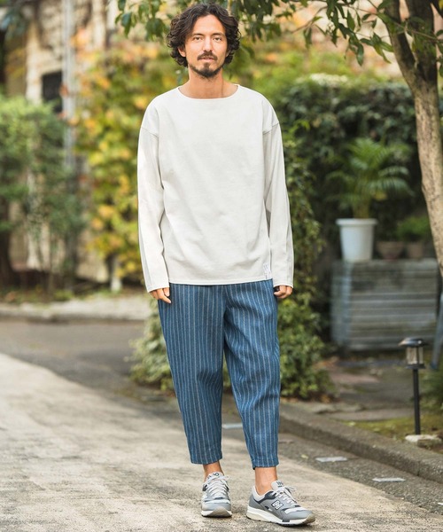CAMBIO(カンビオ)の「mlt4582-Boat Neck Long Sleeve Cut sew ボートネック カットソー(Tシャツ/カットソー・メンズ・ブルー/マスタード/ホワイト/スモークグレー・M/L)」の16枚目の写真