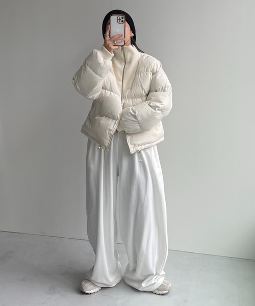 wee9s（ウィークス）の「zip high neck fake down coat / ジップハイネックフェイクダウンコート（ダウンジャケット/コート・レディース・アイボリー/ブラック/ベージュ・FREE）」の15枚目の写真