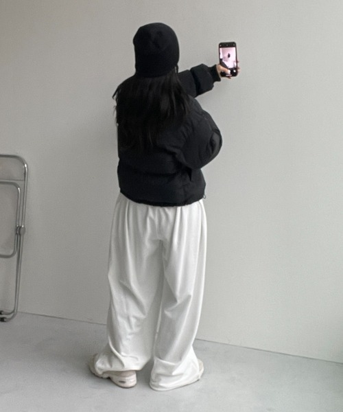 wee9s（ウィークス）の「zip high neck fake down coat / ジップハイネックフェイクダウンコート（ダウンジャケット/コート・レディース・アイボリー/ブラック/ベージュ・FREE）」の12枚目の写真