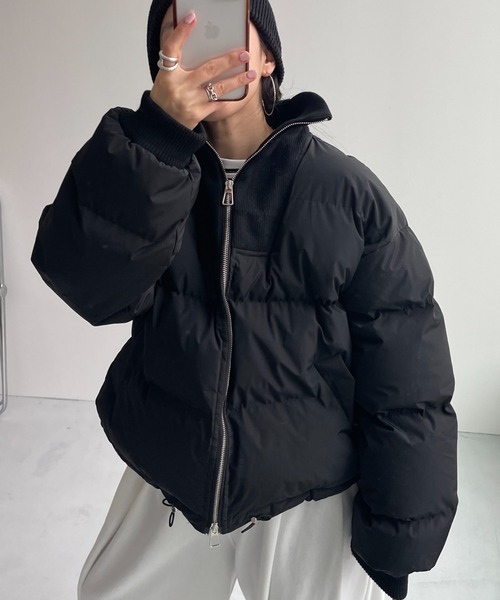 wee9s（ウィークス）の「zip high neck fake down coat / ジップハイネックフェイクダウンコート（ダウンジャケット/コート・レディース・アイボリー/ブラック/ベージュ・FREE）」の8枚目の写真