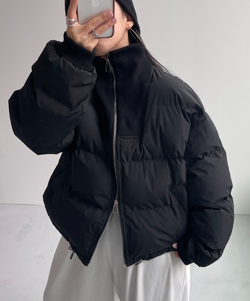 wee9s（ウィークス）の「zip high neck fake down coat / ジップハイネックフェイクダウンコート（ダウンジャケット/コート・レディース・アイボリー/ブラック/ベージュ・FREE）」の13枚目の写真