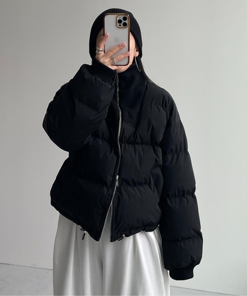 wee9s（ウィークス）の「zip high neck fake down coat / ジップハイネックフェイクダウンコート（ダウンジャケット/コート・レディース・アイボリー/ブラック/ベージュ・FREE）」の6枚目の写真