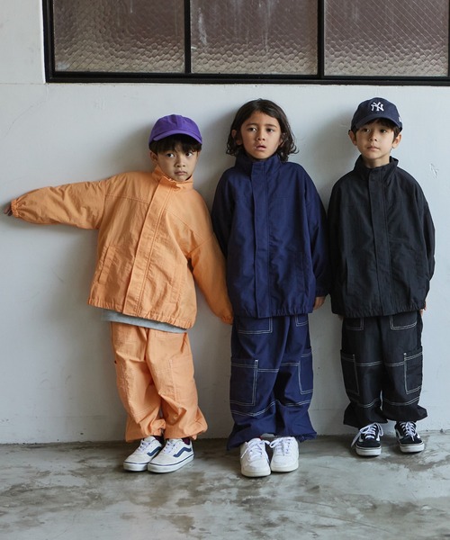 PAIRMANON STREET(ペアマノンストリート)の「【PAIRMANON STREET】セットアップ着用可 スタンドネック ナイロン ブルゾン(ナイロンジャケット・キッズ・ブルー系その他2/オレンジ系その他/ブラック・150/160/90/110/130/100/120/140)」の7枚目の写真