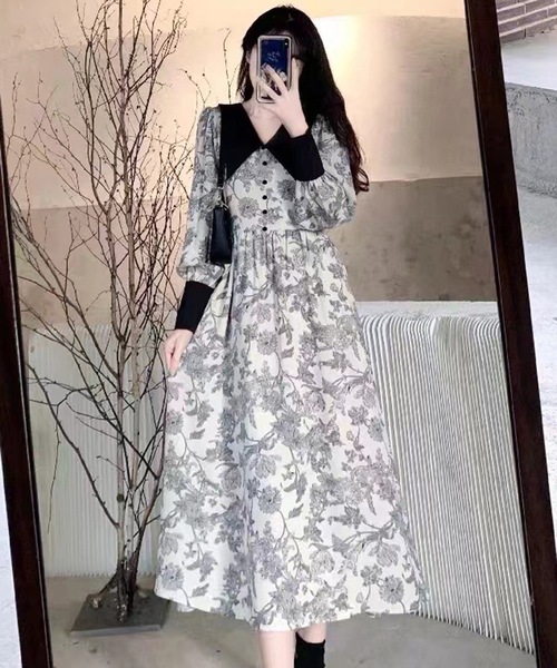 新品タグ付✿  【洗える】ミント系フラワー柄 ワンピース 新品 タグ付き シルバーミントシュガー SILVERMINT SUGAR 花柄