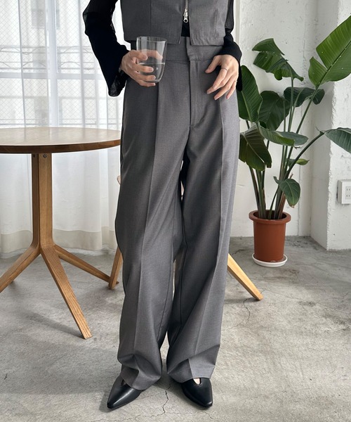 select MOCA(セレクトモカ)の「【セレモニー】ワイドウエストタックパンツ(スラックス・レディース・グレー/ベージュ・LARGE/MEDIUM)」の6枚目の写真