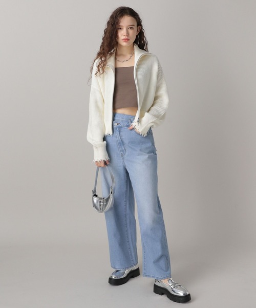 FOREVER 21（フォーエバー トゥエンティーワン）の「【2024SS】クロスウェストワイドデニム（デニムパンツ・レディース・ブラック/ブルー・SMALL/MEDIUM）」の11枚目の写真