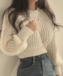 ショート丈リブニット(se)