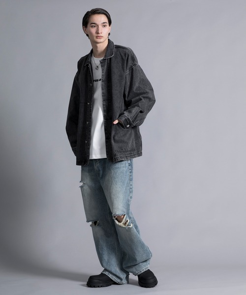 aimoha(アイモハ)の「【aimoha neo】VINTAGE PROCESSED LOOSE FIT JACKET(シャツ/ブラウス・メンズ・ダークグレー/ネイビー・XX-LARGE/XXX-LARGE/XXXX-LARGE/XXXXX-LARGE)」の4枚目の写真