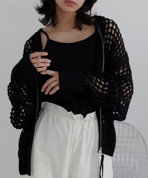 hellam（へラム）の「Wジップメッシュニットブルゾン（カーディガン