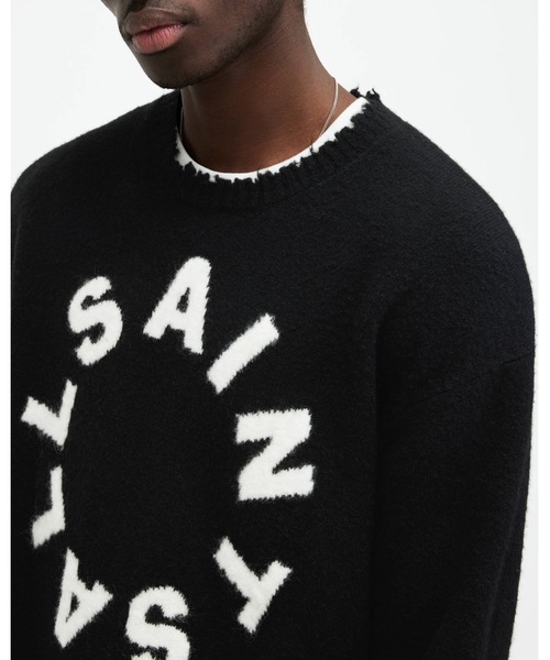 ALLSAINTS（オールセインツ）の「TIAGO CIRCULAR LOGO BRUSHED CREW JUMPER | TIAGO サーキュラー ロゴ ブラッシュド クルー ニット・セーター（ニット/セーター・メンズ・ブラック・S/M/L/XS）」の2枚目の写真
