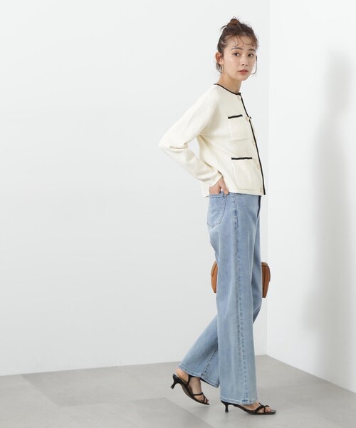 N.（N. Natural Beauty Basic）（エヌエヌナチュラルビューティーベーシック）の「◆トリムニットブルゾン（カーディガン/ボレロ・レディース・オフホワイト/グレー・MEDIUM）」の18枚目の写真