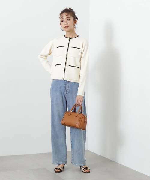 N.（N. Natural Beauty Basic）（エヌエヌナチュラルビューティーベーシック）の「◆トリムニットブルゾン（カーディガン/ボレロ・レディース・オフホワイト/グレー・MEDIUM）」の19枚目の写真