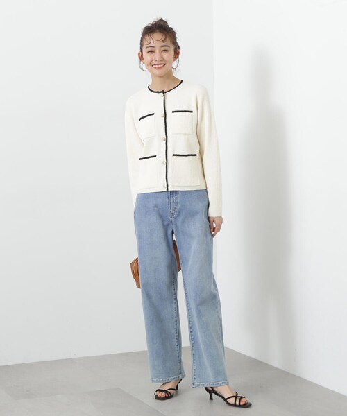 N.（N. Natural Beauty Basic）（エヌエヌナチュラルビューティーベーシック）の「◆トリムニットブルゾン（カーディガン/ボレロ・レディース・オフホワイト/グレー・MEDIUM）」の20枚目の写真